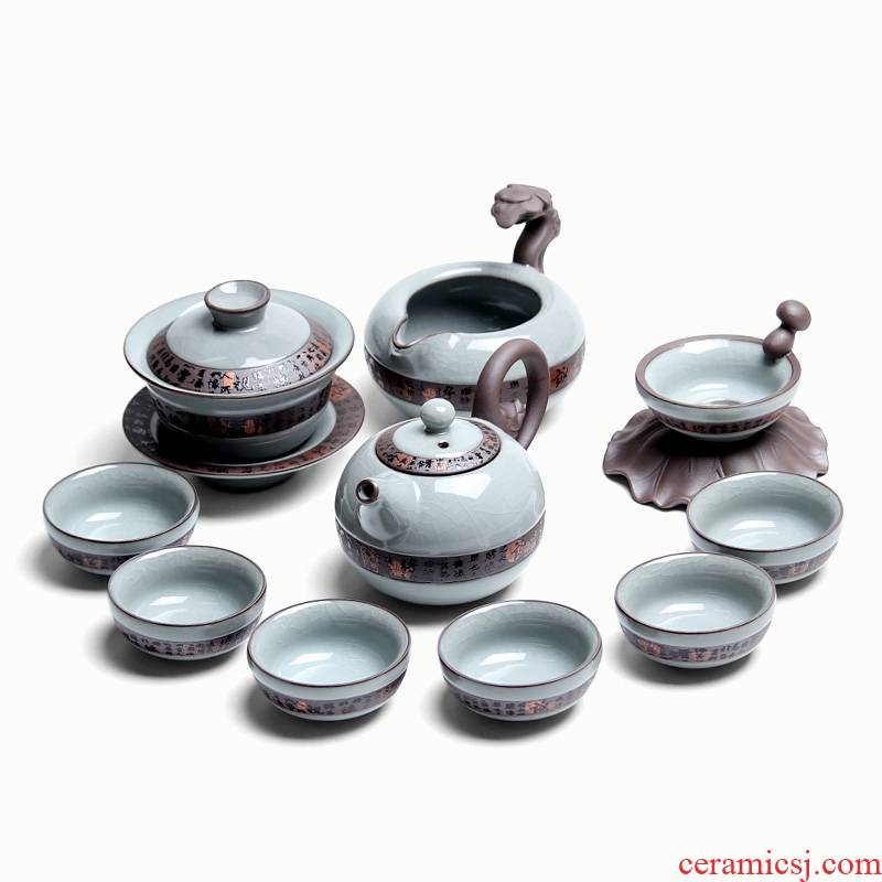Mingyuan FengTang kung fu tea set a complete set of Japanese tea ice crack glaze brother copy your up up tea home