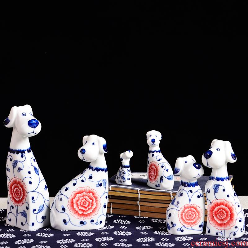 Blue and white porcelain of jingdezhen ceramics animal furnishing articles household act the role ofing is tasted creative living room TV cabinet decoration decoration