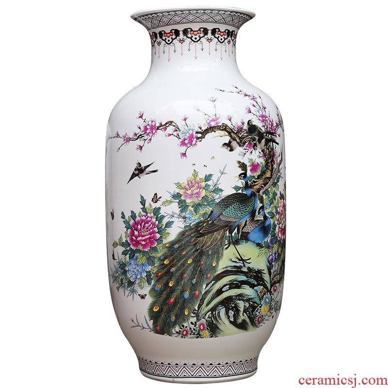 Jingdezhen ceramics powder enamel vase I household adornment rich auspicious sitting room ground hotel furnishing articles