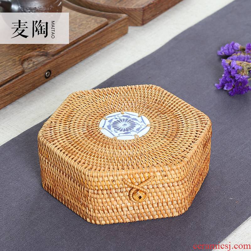 MaiTao one in the autumn of the cane top service up seven cake caddy fixings puer tea cake box gift box to receive a box detong