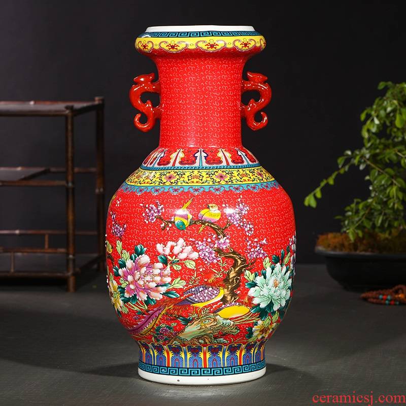 Jingdezhen ceramics ceramic vase household living room TV cabinet porch decoration floor vase furnishing articles