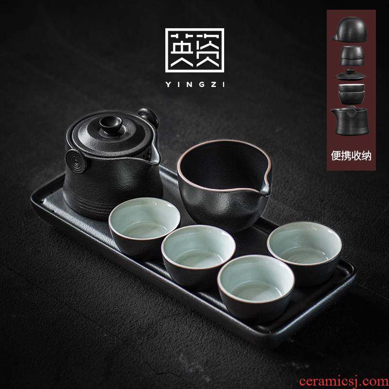 A complete set of kung fu tea cup to crack A pot of two cups of tea tray sets tea ceramic fair keller dry plate of small tea table