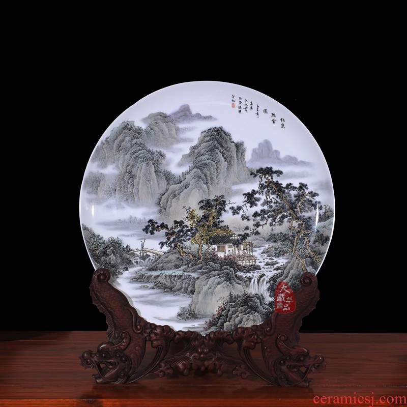 Jingdezhen ceramic dong - Ming li hand - made Lin Quanya can porcelain plate painting decorative hanging dish household crafts are sitting room