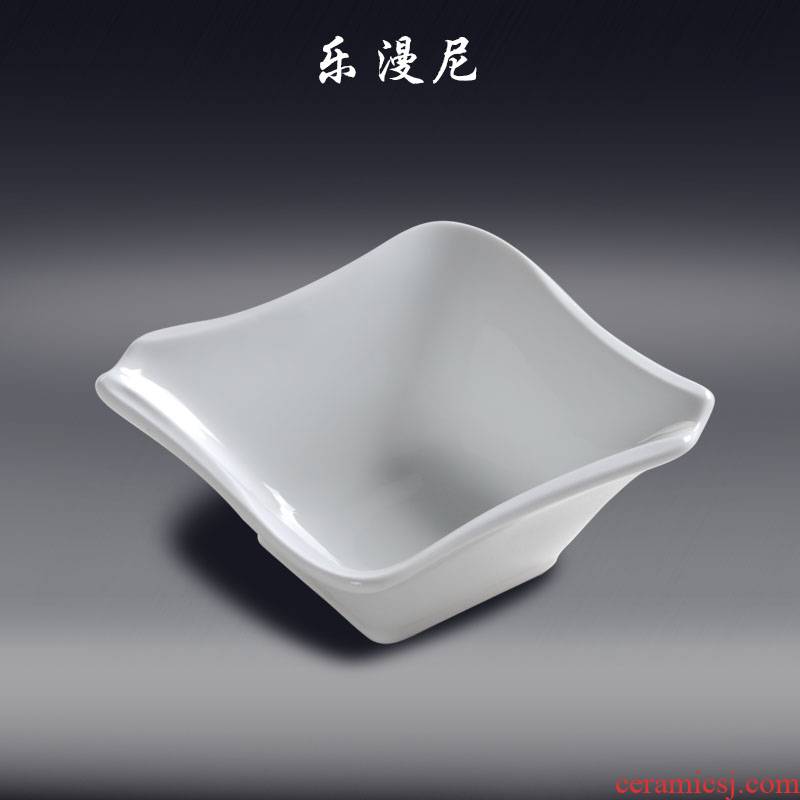 Le diffuse - quality square bowl - pure white ceramic hot salad bowl Chinese food western food hotel tableware soup bowl