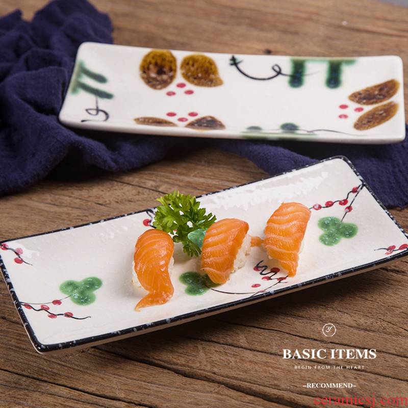 Ceramic rectangular dish sushi chicken dish creative Japanese dish cake of dish all the snack dish plate