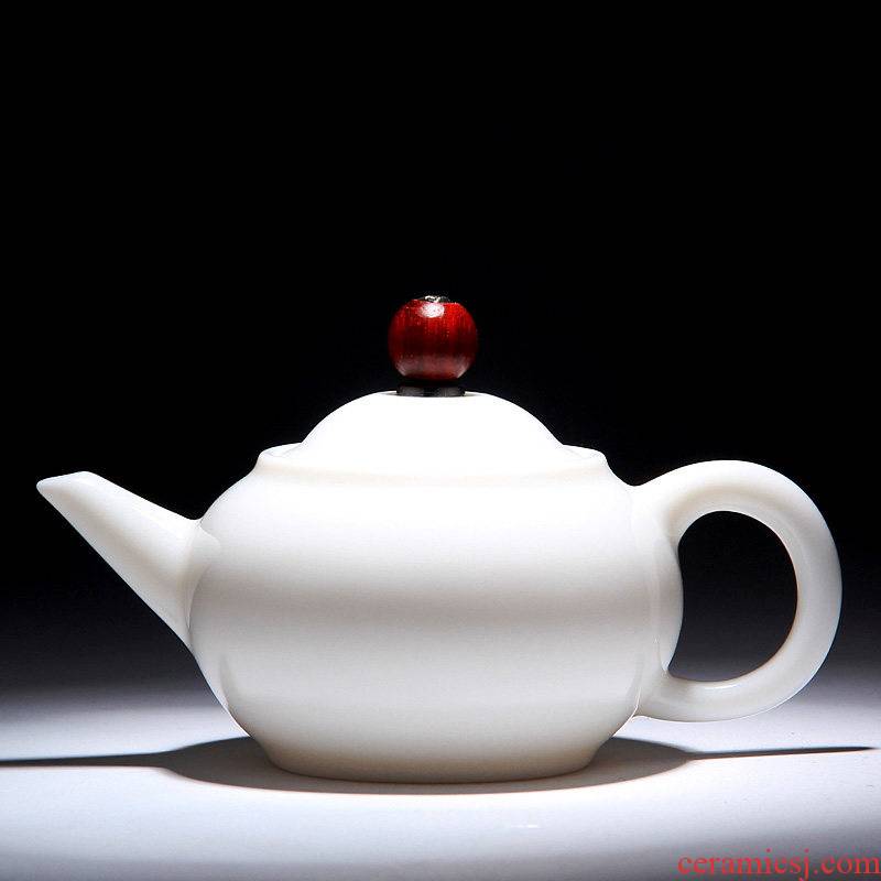 Mingyuan FengTang dehua white porcelain teapot high frozen white jade porcelain all hand xuan pot of ceramic lobular red sandalwood kung fu tea set