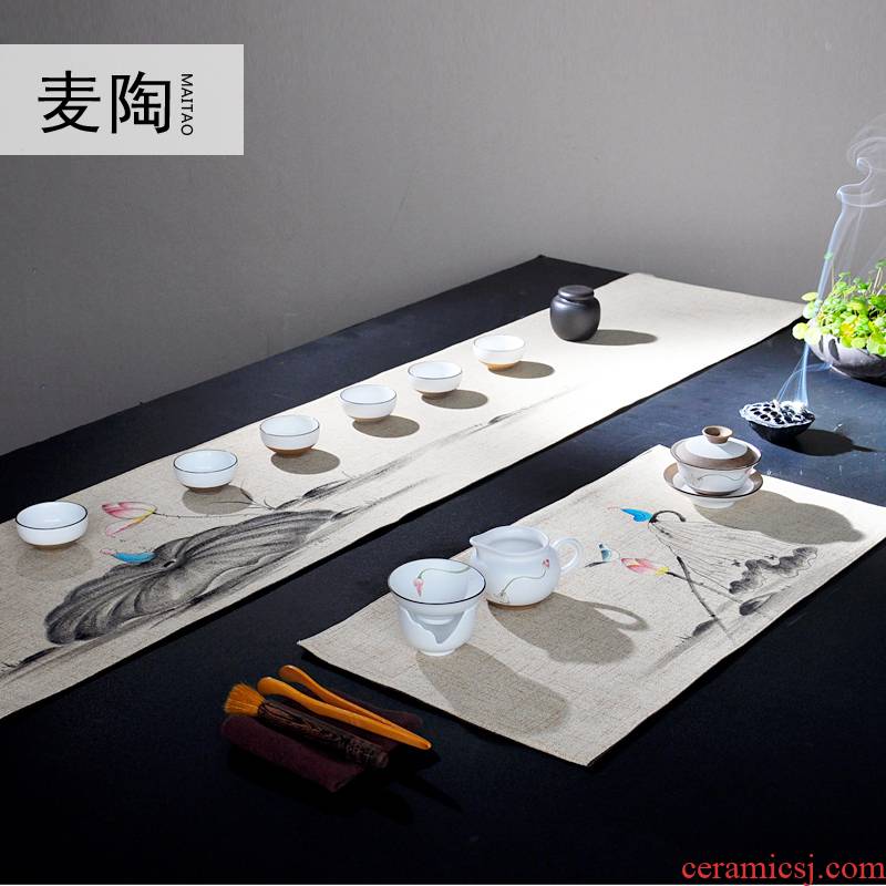 Small tea table mat MaiTao hand - made cotton and linen of the type of flag curtain antependium tea tea shops cloth art kung fu tea accessories