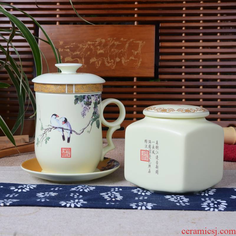 Xiang feng four - piece ceramic filter cups with cover office water glass ceramics and the personal tea cup