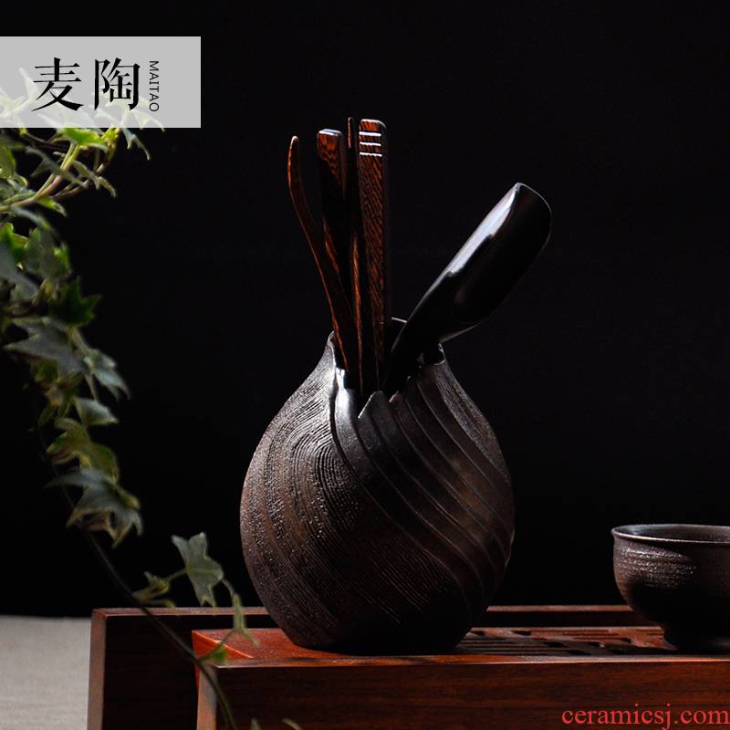 Firewood MaiTao Taiwan 6 gentleman coarse pottery checking ceramic kung fu tea pot of nostalgic antique Japanese furnishing articles