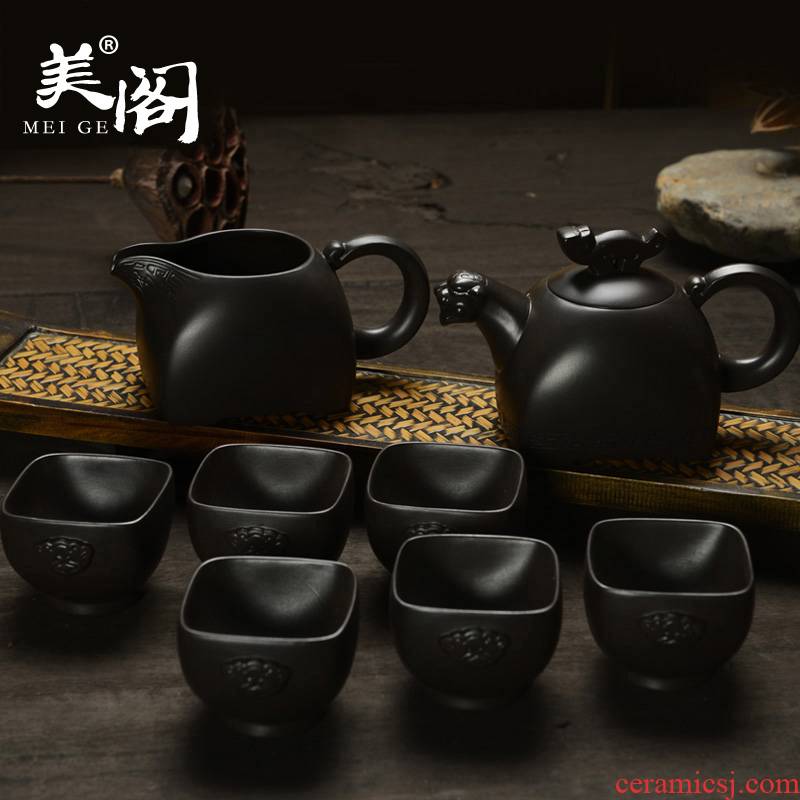 Beauty cabinet violet arenaceous kung fu tea set roars dafu home site of a complete set of gift box