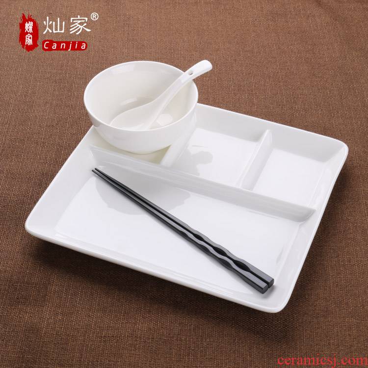 Ceramic rectangular four pure white, fast food plate set tableware frame plate FanPan plates FanPan snack plate out