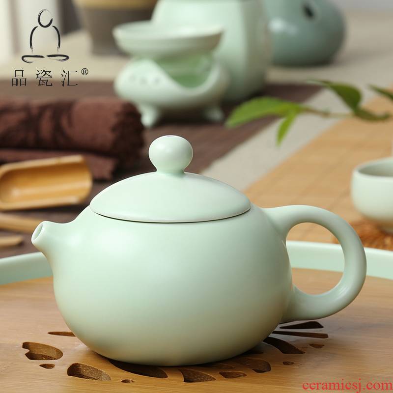 The Product is black and white and green up porcelain remit trumpet the teapot tea tea ware ceramic kung fu tea set single pot of the item