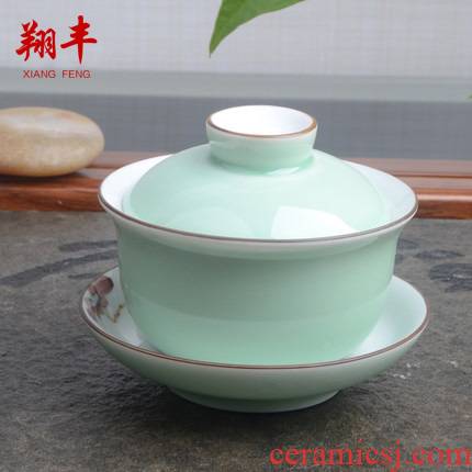 Xiang feng hand - made white porcelain kung fu tea cup your up crack purple ceramic bowl tureen large