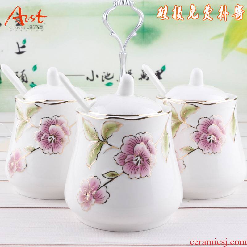 Ya cheng DE 3 PCS baroque its seasoning as cans ceramic and woolly spice bottles with a spoon with caster D621
