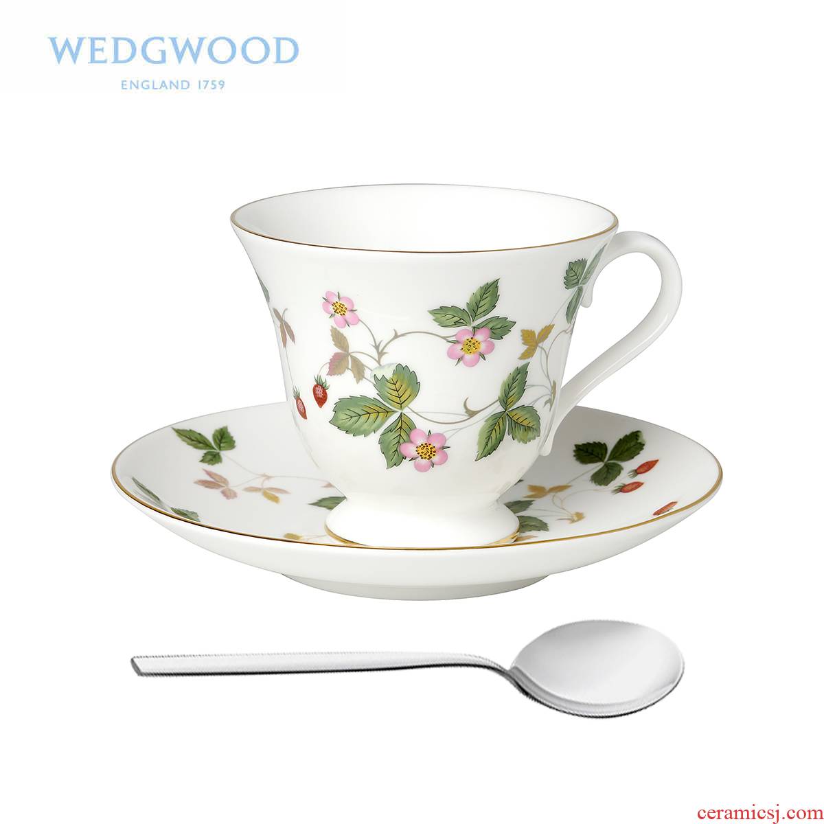 British Wedgwood Wild Strawberry Wild strawberries ipads porcelain cup 1 dish of tea/coffee set