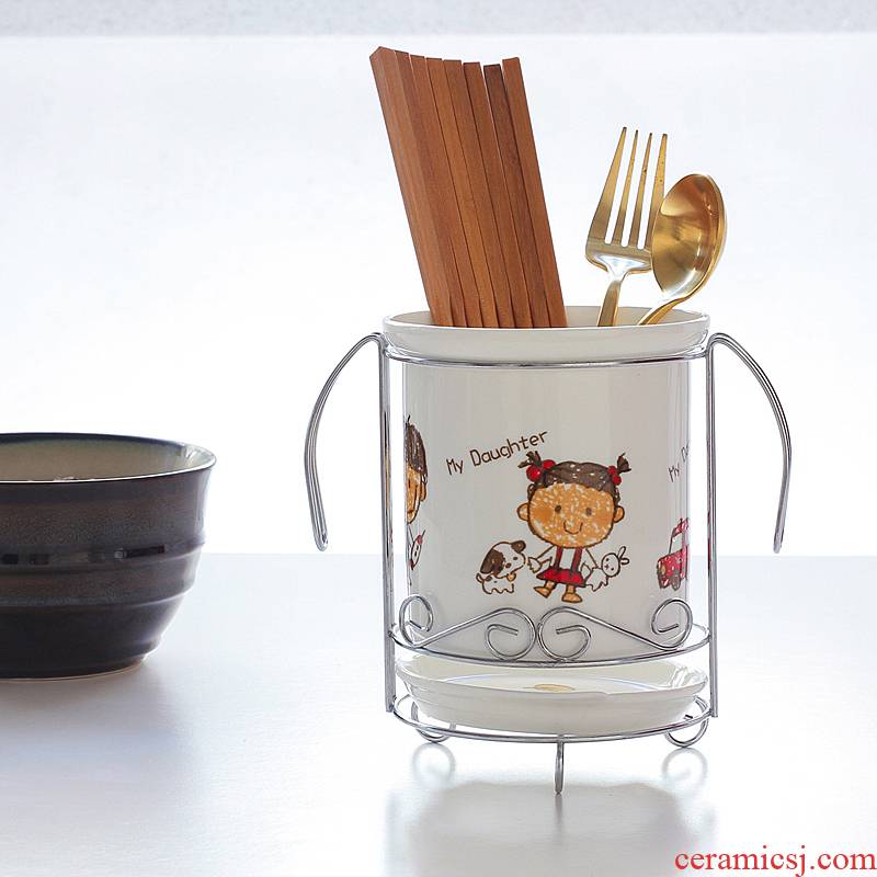 Happiness is a express cartoon ceramic chopsticks chopsticks barrels of monocular drop household receive shelf chopsticks basket chopsticks box