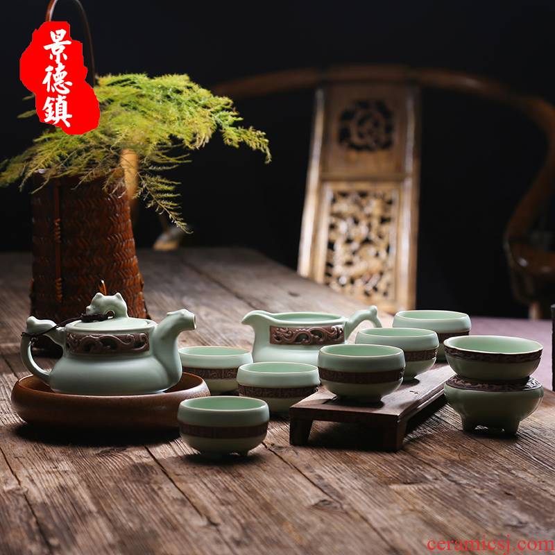 Jingdezhen eslite manual tea set your up kung fu tea set a complete set of equipment to the open piece of ice to crack tea sets tea cup teapot