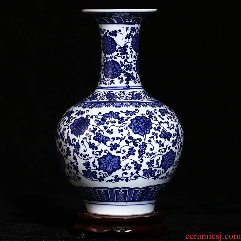 Jingdezhen blue and white porcelain ceramic vase modern home sitting room place classical handicraft gifts
