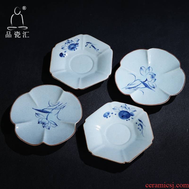 The Product cyber space antique glaze porcelain remit hand - made porcelain cup mat kung fu tea tea accessories heat insulation cup mat
