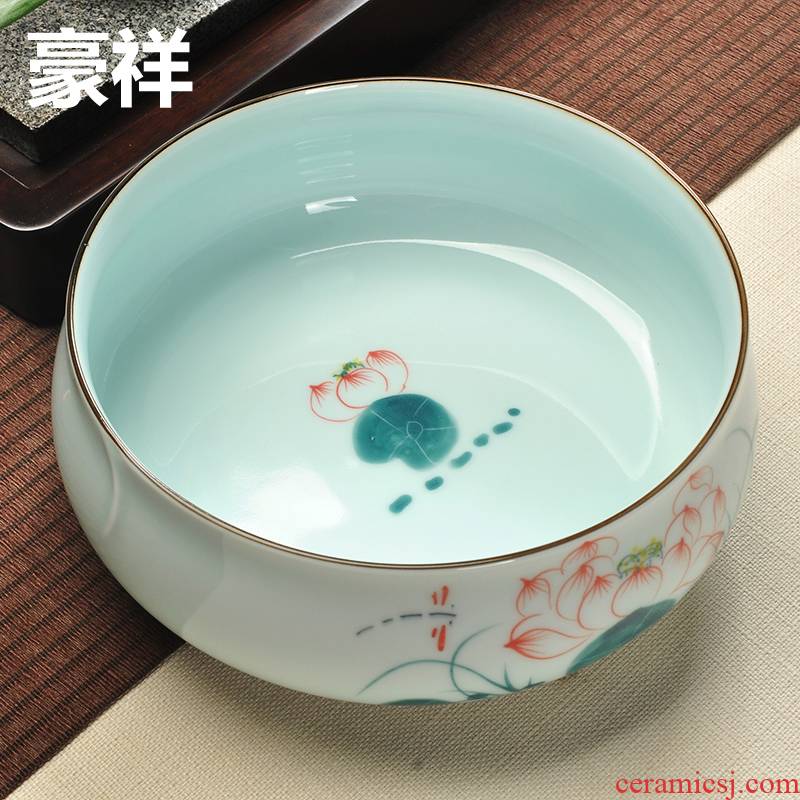 Howe auspicious tea hand - made celadon tea wash large cup for wash washing bowl tea accessories ceramics writing brush washer