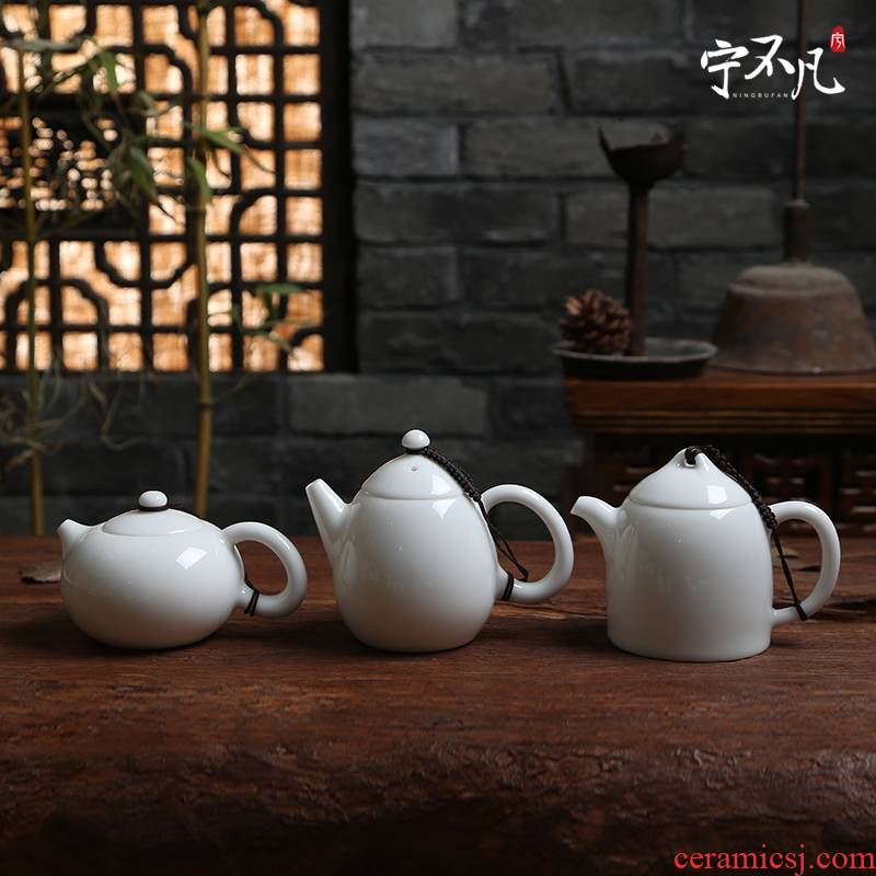 Rather uncommon ceramic teapot dehua white porcelain ivory white Chinese white jade porcelain single pot hand teapot