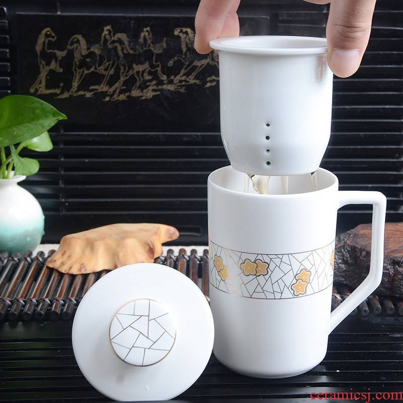 Xiang feng ceramic keller cup with cover large capacity water glass office contracted coffee cup cup filter