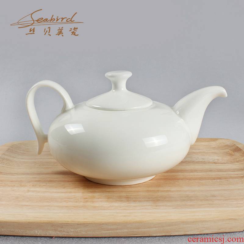 Pure white hotel table ceramic tableware water with ou dian ceramic teapot with cover kettle