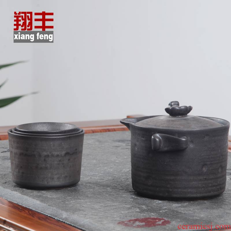 Xiang feng new travel tea set ceramic cup to crack a pot of two cups of ru up office of a complete set of kung fu tea set