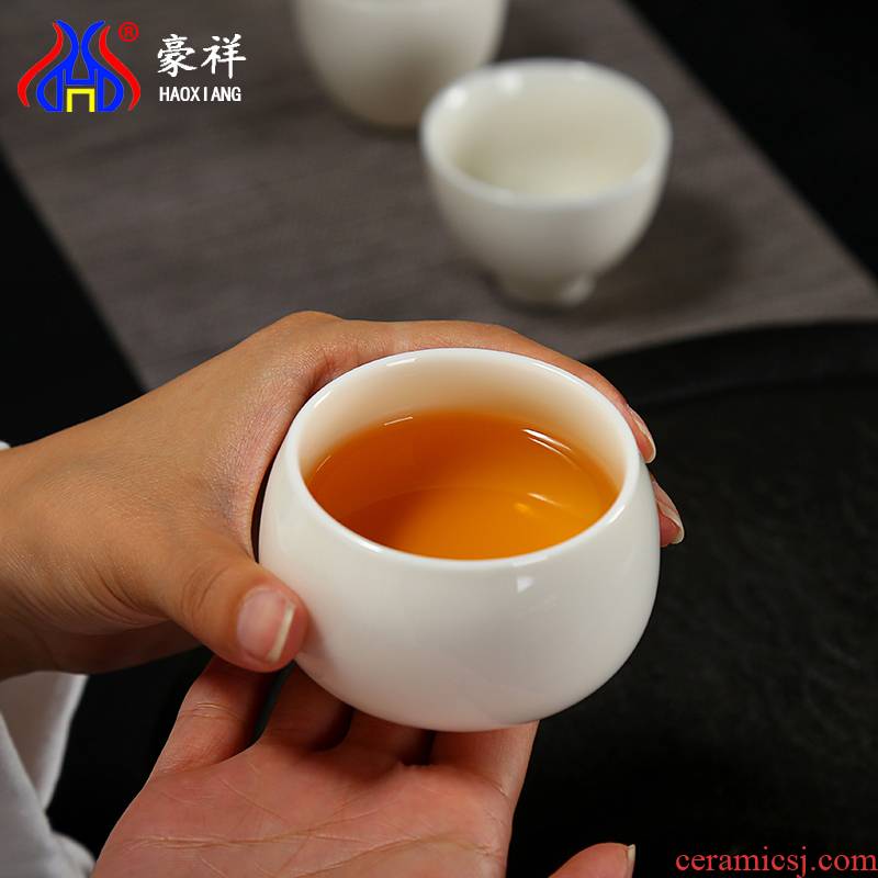 Howe auspicious jade dehua porcelain kung fu master sample tea cup of pure white porcelain cups cup single CPU ceramic tea cups to wash