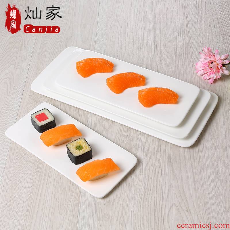 Western food plate pure white ceramic plate creative rectangular flat plates sushi plate west cake plate Japanese dishes
