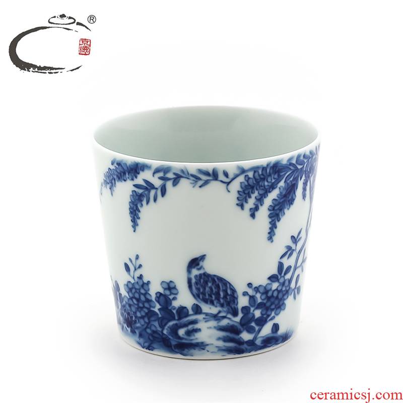 And auspicious hand - made master of jingdezhen blue And white sample tea cup bucket cup bowl the technologist hand - made sample tea cup by hand