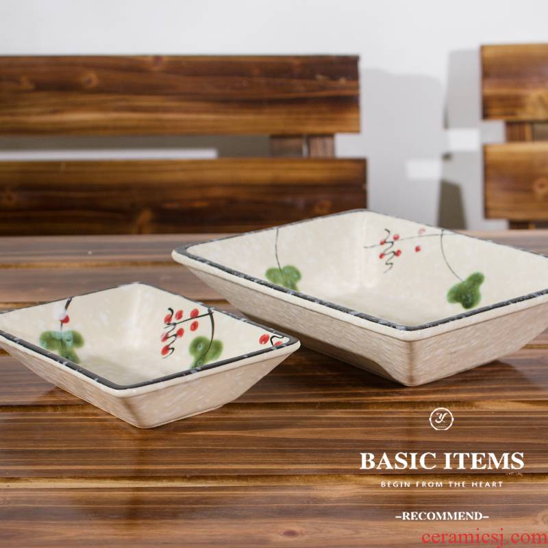 Japanese ceramics tableware salad bowl dessert bowl of pure white rectangle creative ceramic bowl snack plate deep bowl