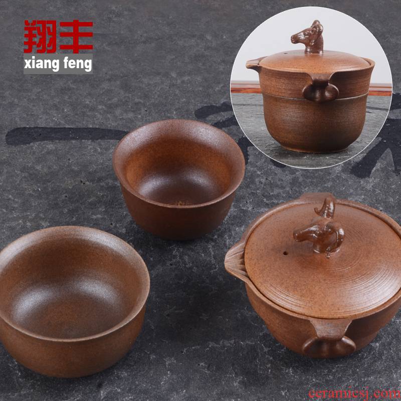 Xiang feng new travel tea set ceramic crack cup a pot of two cups of office of a complete set of kung fu tea set