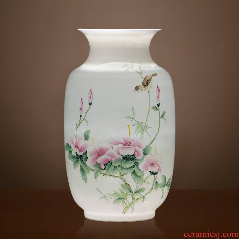 Jingdezhen ceramics famous hand - made enamel vase thin body sitting room TV cabinet decoration of Chinese style household furnishing articles