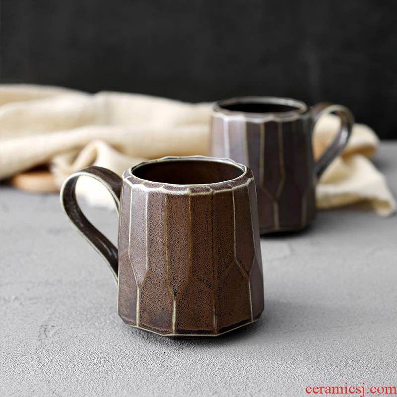 Japanese style restoring ancient ways mugs checking glass office high - capacity individuality creative ceramic cup coffee cup tea cups