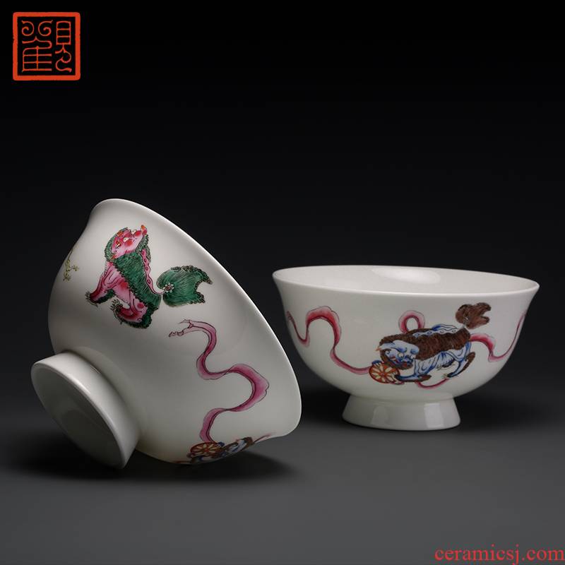 Museum of restoring all the best three lions to use two gift boxes of jingdezhen ipads China 4 "rainbow such as bowl bowl to bowl
