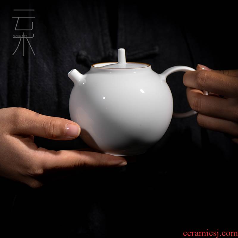 Art of jingdezhen cloud shadow blue glaze jade porcelain teapot tea checking ceramic teapot filtering household utensils