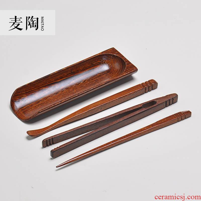 MaiTao tea six gentleman ebony wood composite kung fu tea set tea accessories and log