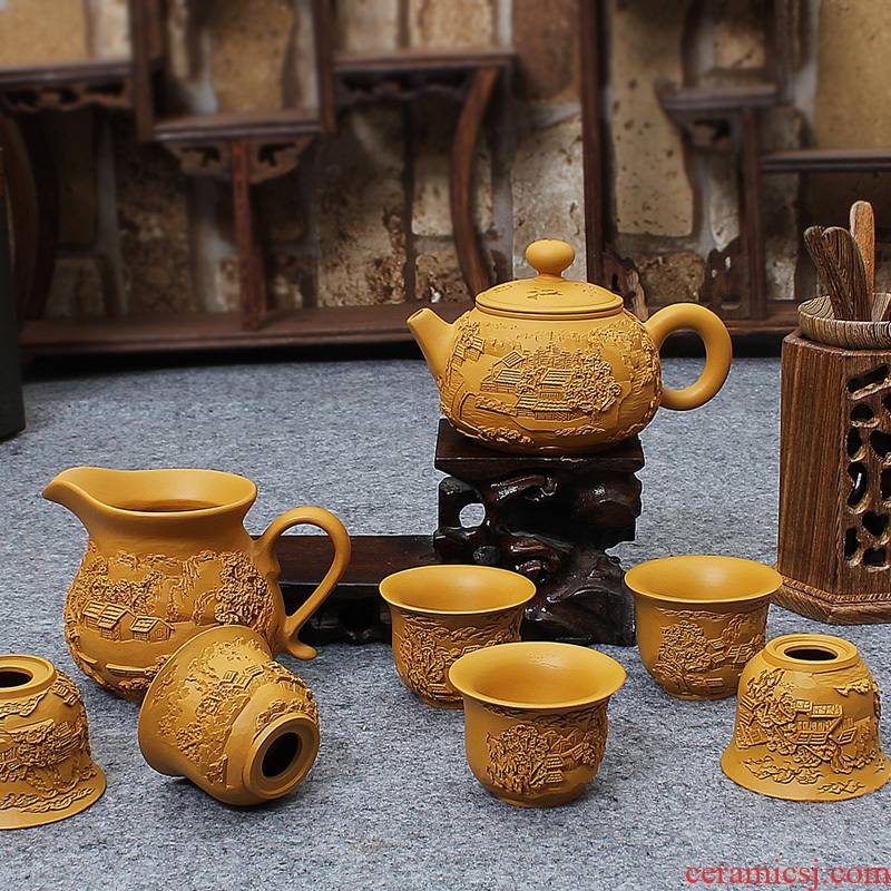 Friend is yixing purple sand tea set kung fu tea set 8 times the teapot tea cups