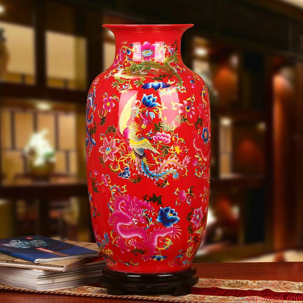 Chinese style household crystal red in extremely good fortune China jingdezhen ceramics handicraft furnishing articles of large vase