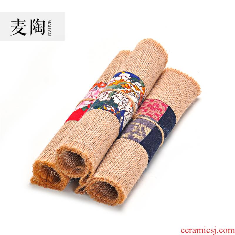 MaiTao manual coarse linen cloth art tea tea mat mat large Japanese tea table flag cotton and linen shade kung fu tea accessories