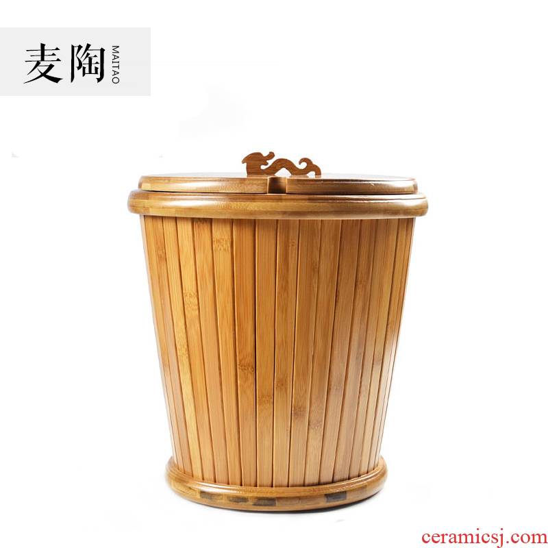 MaiTao tea set tea service parts tea barrel brown bamboo bamboo barrels containing wastewater plastic tank a bucket of heaven and earth