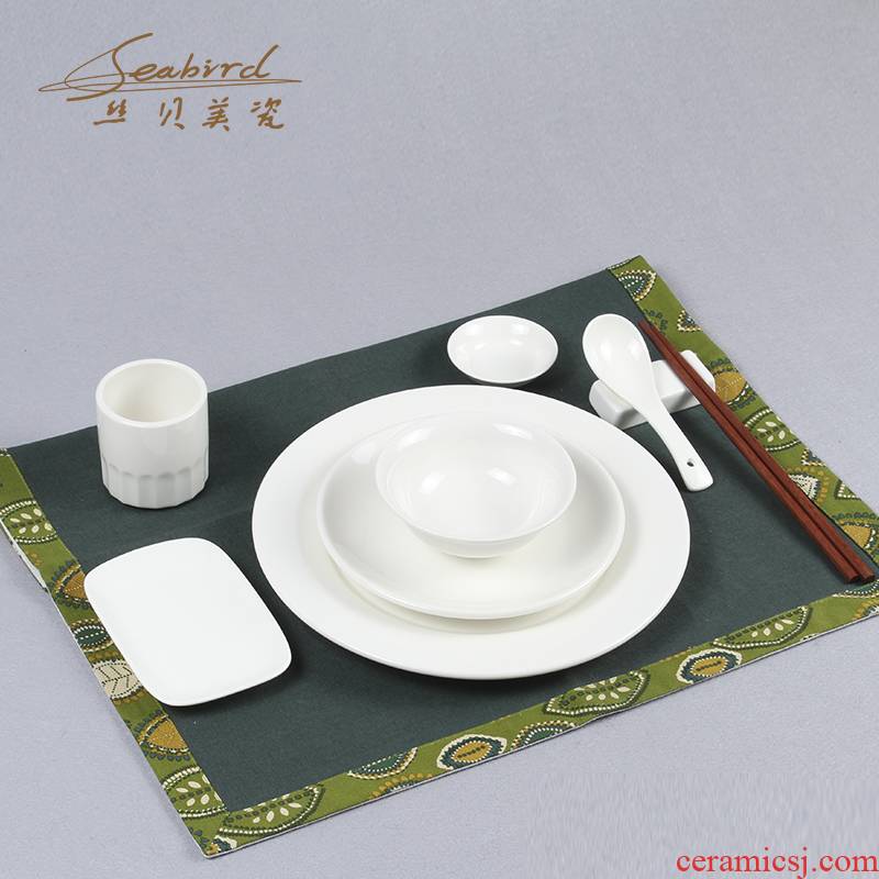Pure white hotel hotel set up household ceramic bowl ipads plate western food steak plate tableware banquet wedding outfit