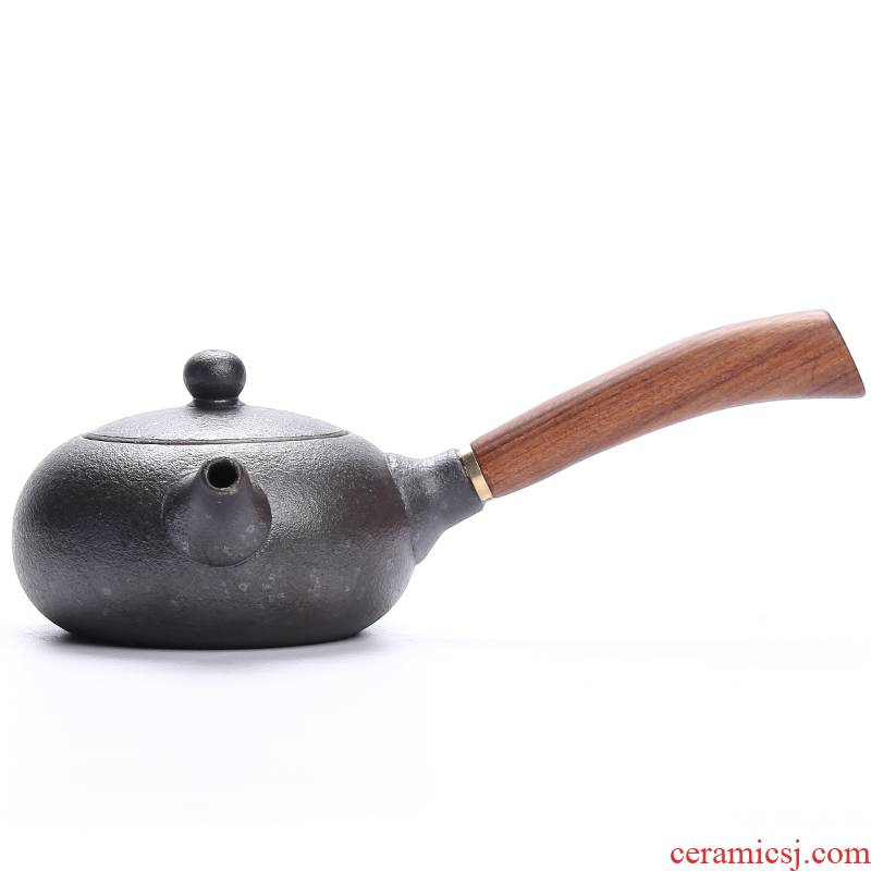 Lateral ZongTang coarse pottery teapot Japanese inoculation handle archaize single pot of kung fu tea pu 'er tea