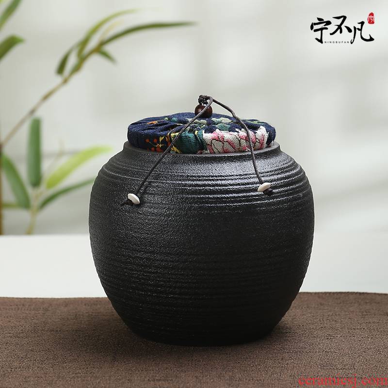 Ning uncommon ceramic tea pot small tea of black box sealed tank receives tea accessories