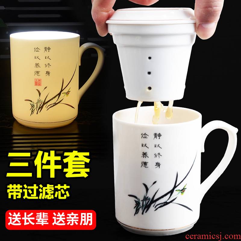 Xiang feng hand - made ceramic cup tea cup personal water bottle with cover filter the meeting office mark cup tea cup