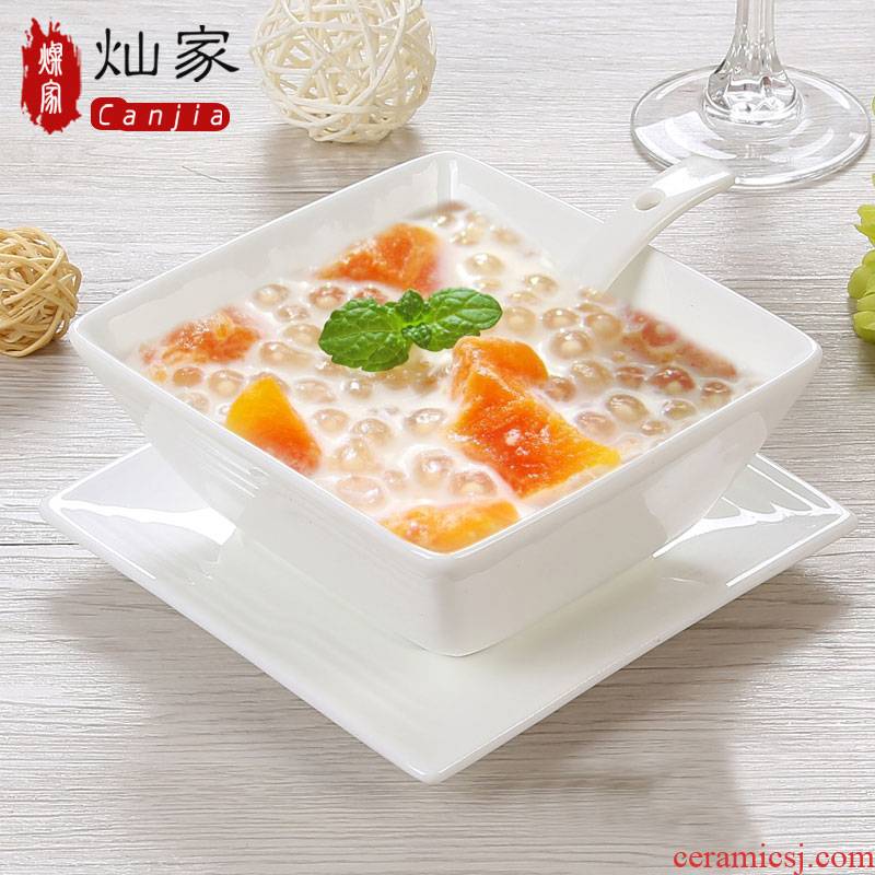 Sugar water bowl dessert to use creative pure white ceramic tableware suit square bowl of rice bowls of soup bowl of porridge bowl bowl of steamed dense eggs