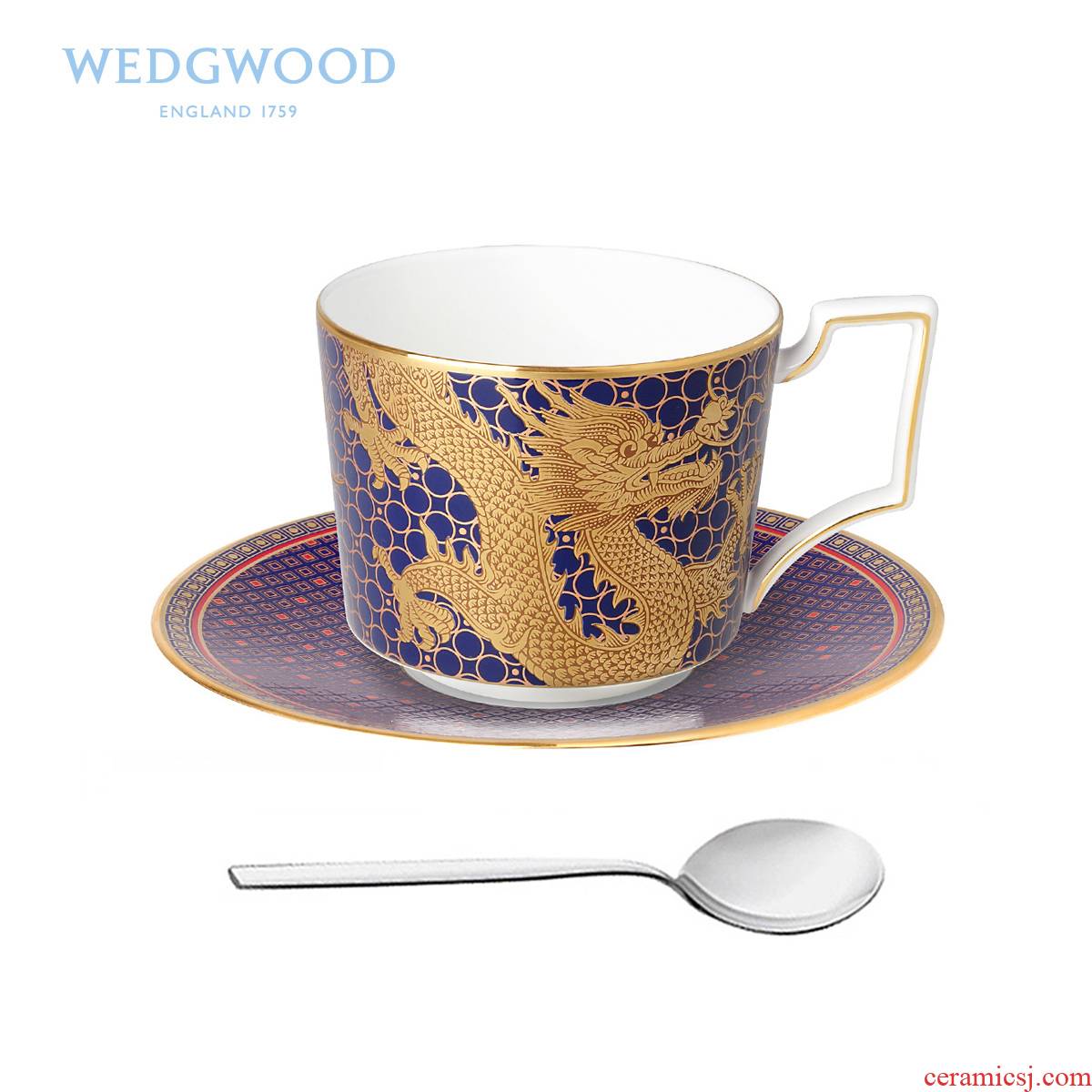 British Wedgwood Imperial emperor sovereign British producing ipads China tea coffee cup + WMF spoon (dragon cup)