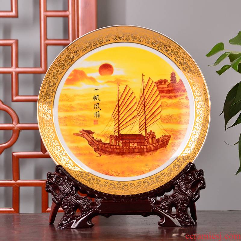 Jingdezhen ceramics decoration see colour smooth sitting room adornment furnishing articles PLATE039 hang dish plate