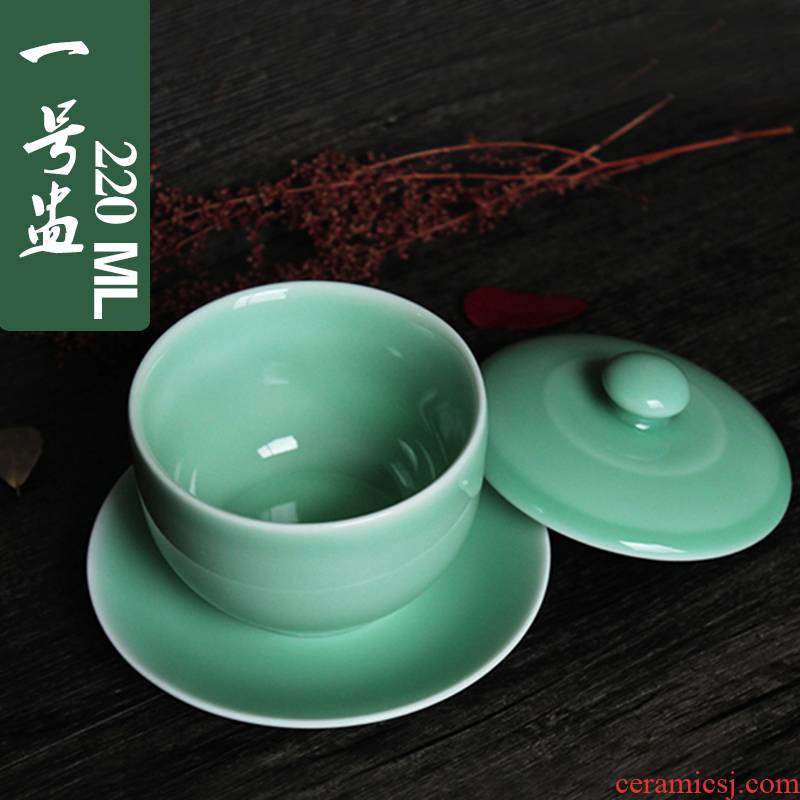 Oujiang them longquan celadon ceramics with cover cup tableware dessert bowl custard cup bird 's nest soup bowl bowl of 5 inches